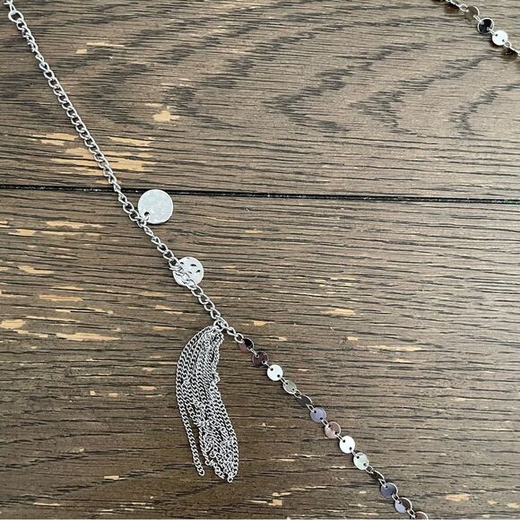 CHICO’s Camryn Single-Strand Necklace metal cubic zirconia, tassel charm - Picture 7 of 8